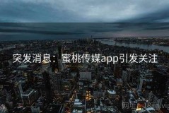 突发消息：蜜桃传媒app引发关注